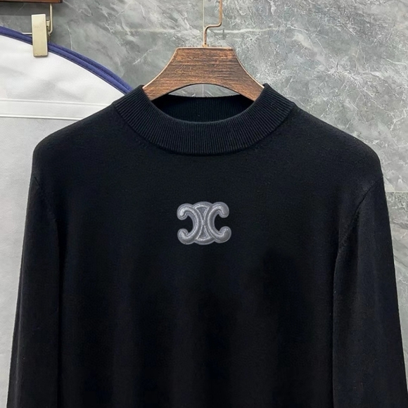 Celine classic logo letters semi -high -neck sweater - Picture 3 of 9